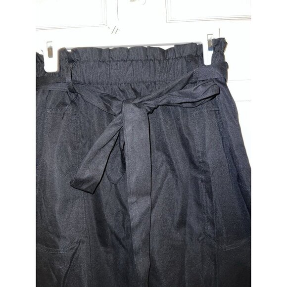 NWT KANCY KOLE High Waist A-Line Paperbag Waist Skirt with Pockets Black Sz L - Picture 3 of 13